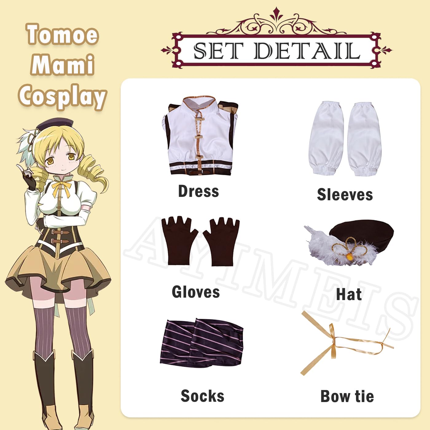 Tomoe Mami Cosplay Costume Completo con Parrucca Anime Puella Magi Madoka Magica Cosplay Costume Mami Uniforme Natale Halloween Carnevale Party Stage Performance Adulto