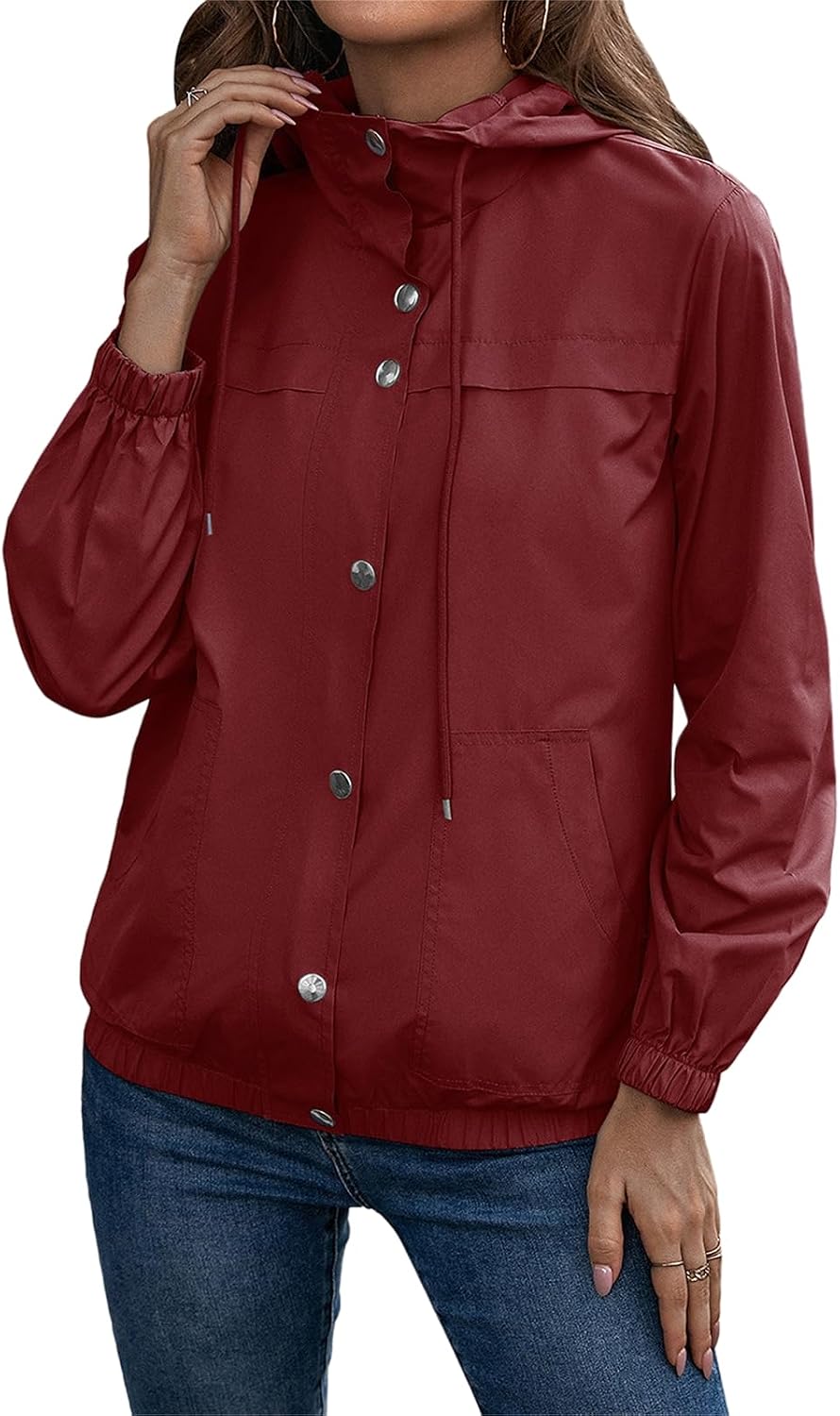Rain Jacket Women Waterproof Lightweight Windbreaker Jackets with Hood Active Outdoor Rain Jacket Raincoat with Pocket