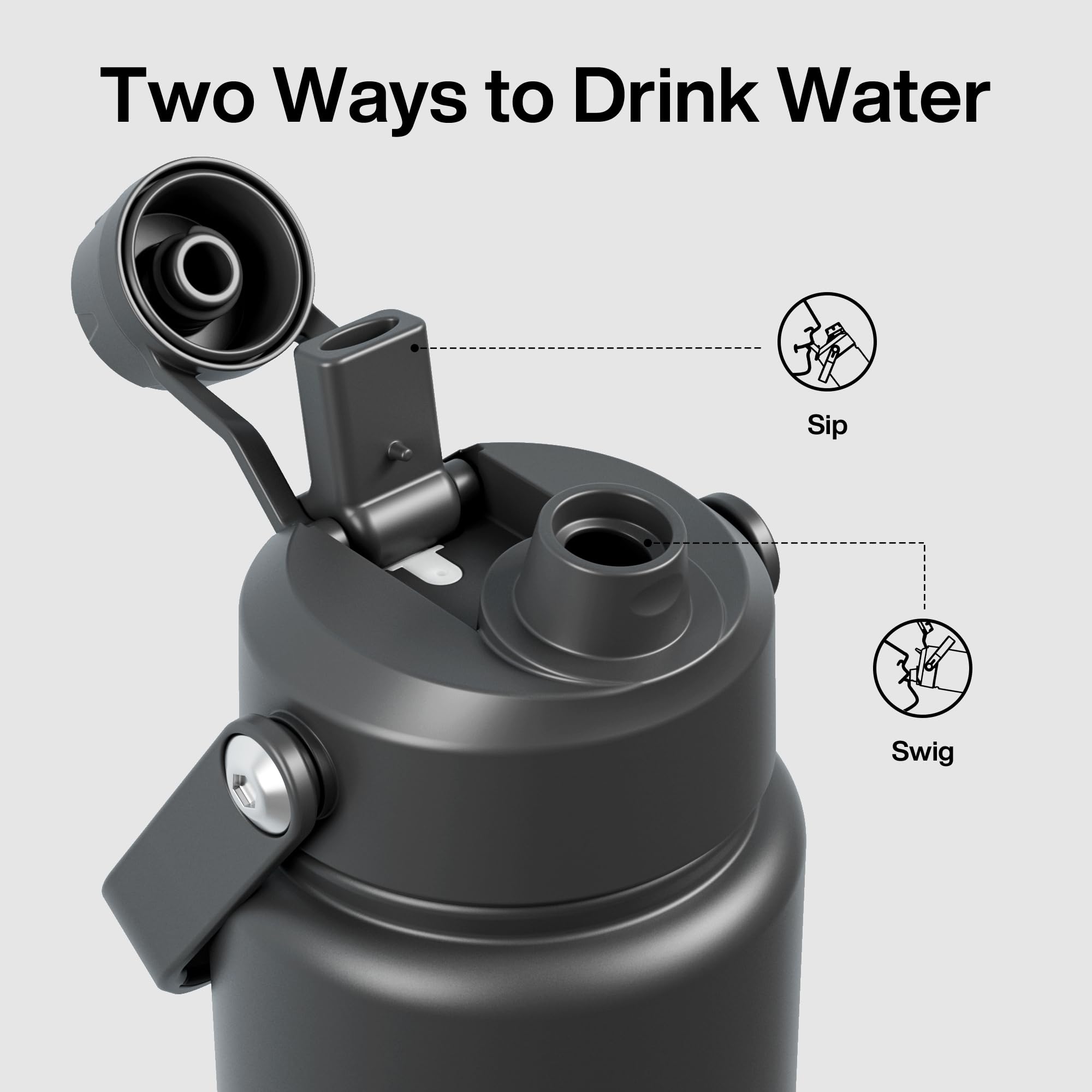ENCOOL Botella de agua aislada con pajilla, de acero inoxidable, a prueba de fugas, sin BPA, doble pared, al vacío que mantiene el frío durante 24 horas, para deportes, viajes, escuela (907.2 g, noche
