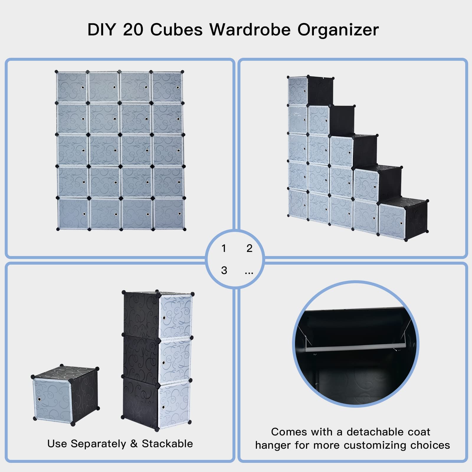 GIANTEX Armadio Modulare a 20 Cubi con Struttura Pieghevole