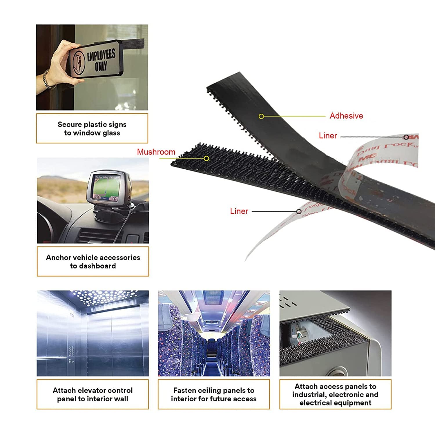 Dpm Tapes - 3M Dual Lock SJ3550, Tira Adhesiva Con Cierre A Presión, Fijación Reutilizable, Alta Adhesión Para Coche, Dashcam, GoPro, Soporte Holder, DIY, Negro (25,4 Mm X 2 M)