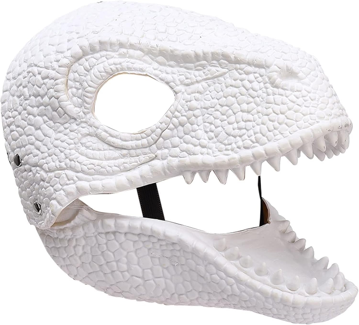 STALF Dino Mask - Moving Jaw Raptor Mask with Realistic Texture and Color, Easy To Wear (White)