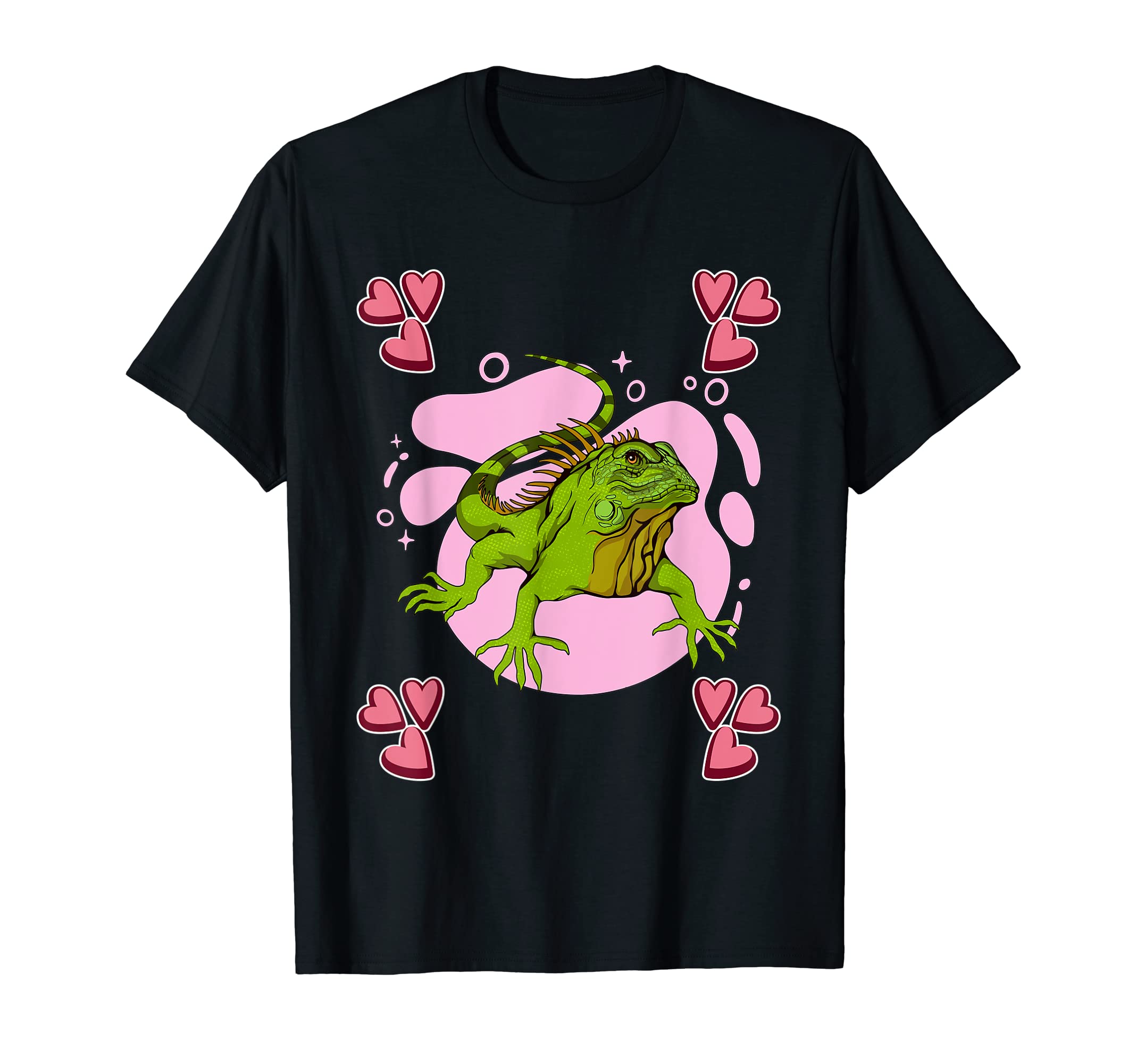 Iguana Heart Design Reptile Stuff Iguanas T-Shirt, Black