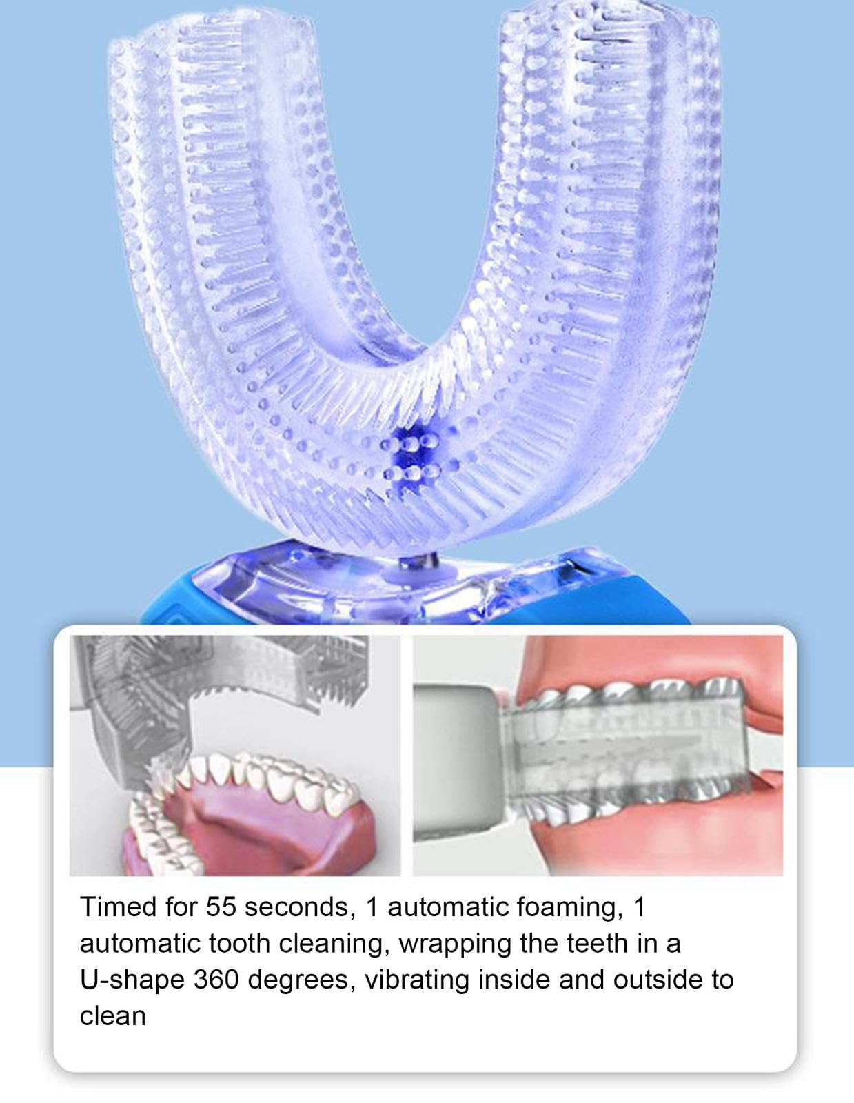 Cepillo de Dientes Eléctrico Totalmente Automático, Frecuencia Variable, Ultrasónico, 360 Grados, Luz Fría en U, Blanqueamiento Dental,C