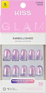 GLAM, Press On Nails, Nail glue included, 'One n Only', Pink, Short Size, Round Shape, Includes 32 Nails, 2g Glue, 1 Manicure Stick, 1 Mini File
