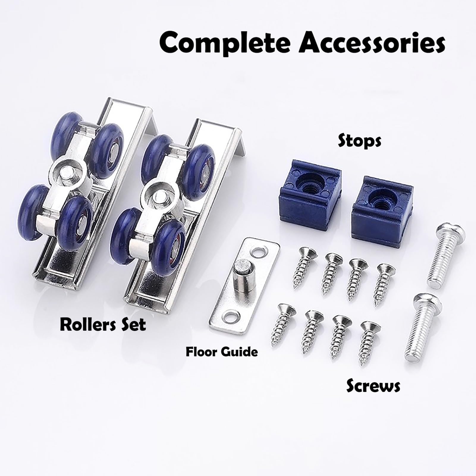 Herrajes Puertas Correderas Kit de Herrajes para Puertas Corredizas de Doble Hoja, Riel de Aluminio para Puerta Corrediza de Armario, Kit de Puerta Corrediza Empotrada Resistente con Rodillos(Silver,6