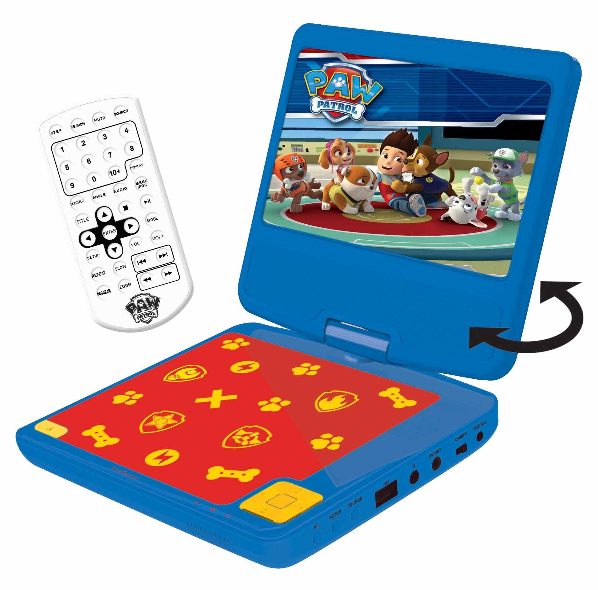 Lexibook Paw Patrol La Squadra dei Cuccioli Chase Lettore Dvd Portatile, LCD da 7 ", 2 Altoparlanti, Batteria Ricaricabile, Blu/Rosso, DVDP6PALXB