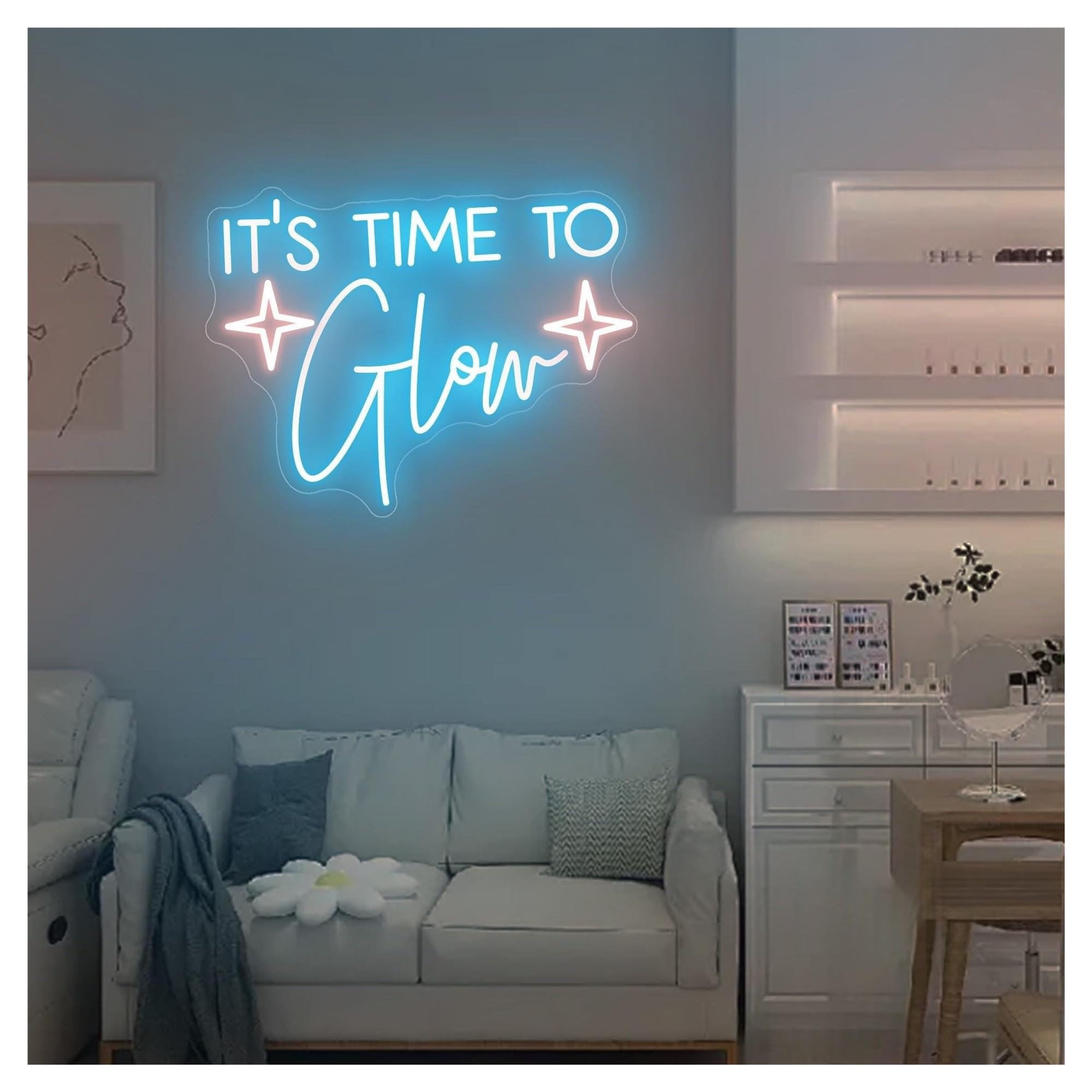 Shouxi B Sign Lamp It's Time To Glow Neon Sign, Hair Salon, Eauty Room Decor, Spa Studio, Usiness Wall 45Cmx38cm/17.72Inx15in(B)