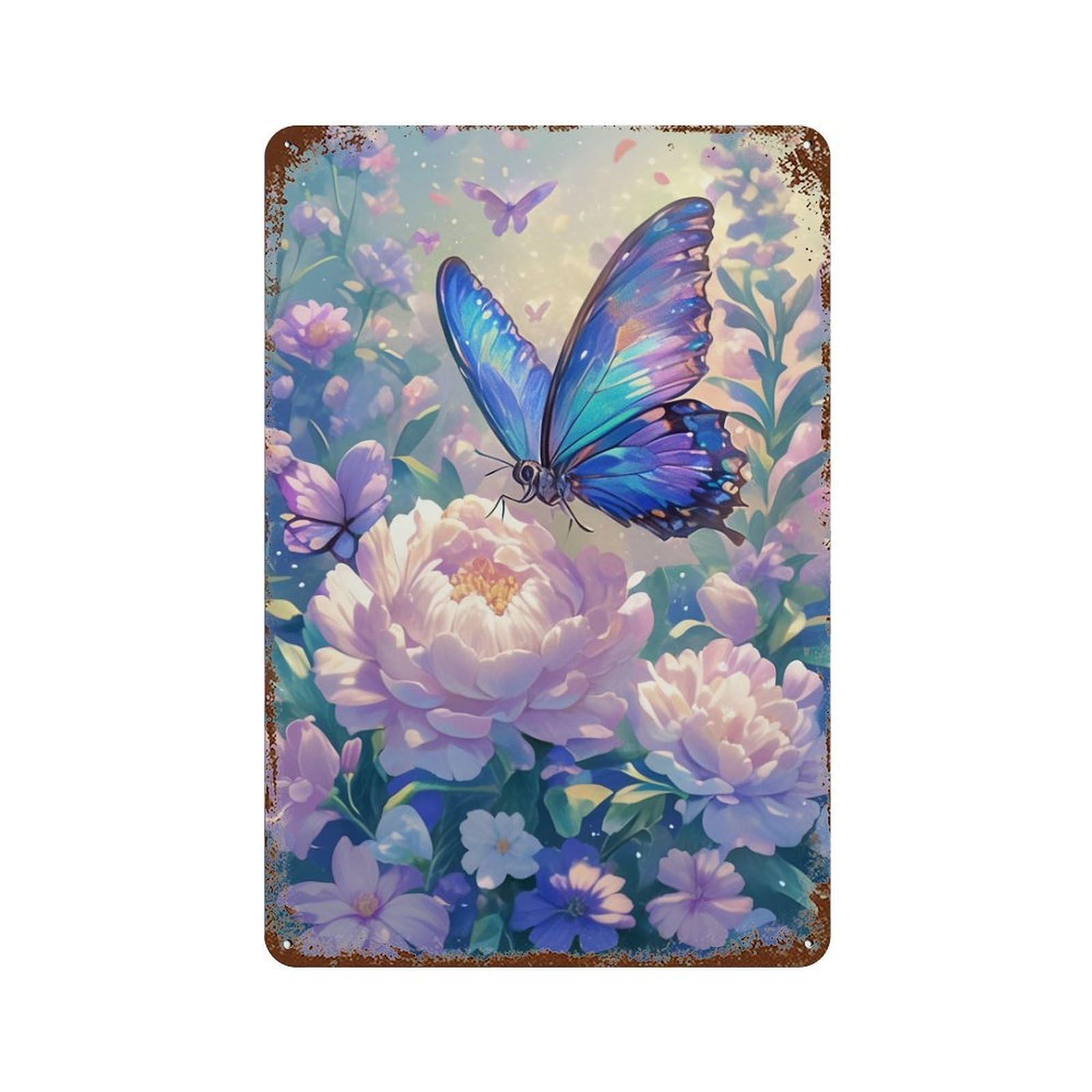 Butterfly Garden Fantasy-3 Retro Metal Sign 11.8"x7.9", Shabby Chic Decor for Bistro, Counter And Cafe Decor