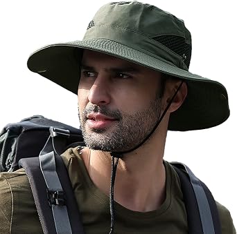 Wider Brim Sunscreen Hat Fishing Safari Boonie Hat Waterproof Ventilation UPF 50+