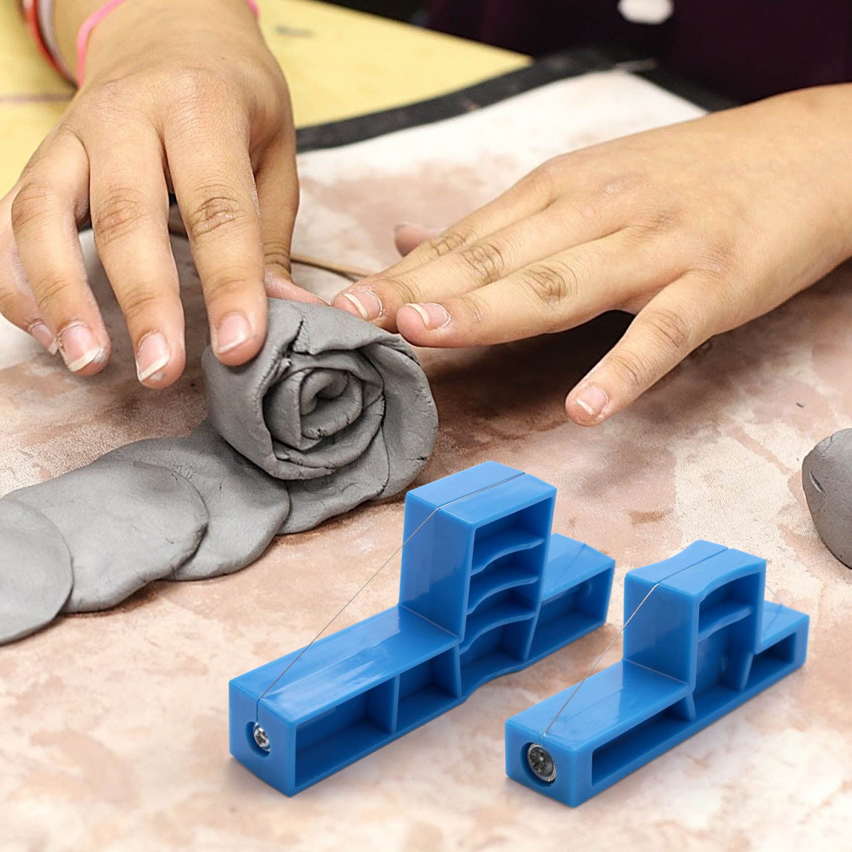 Bntaomle 2Pc Snijden Klei Tool En Draad Bevel Cutter Klei Trimmen Tool Voor Aardewerk, Keramiek en Beeldhouwen (Verschillende Grootte