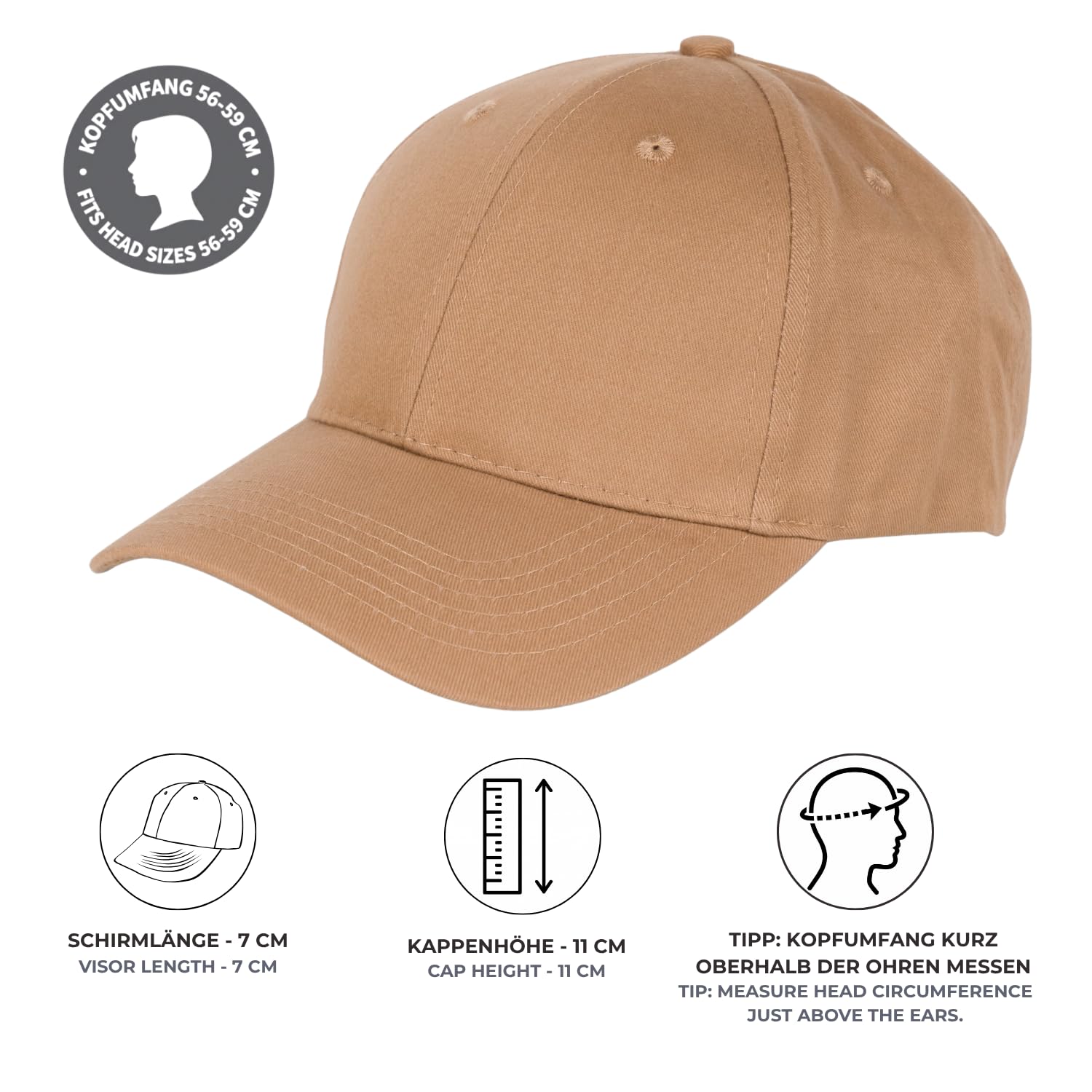 styleBREAKER Czapka baseballowa unisex ze szczotkowaną powierzchnią, 6 paneli czapka w jednolitym kolorze, regulowana z zapięciem na rzepy 04023018
