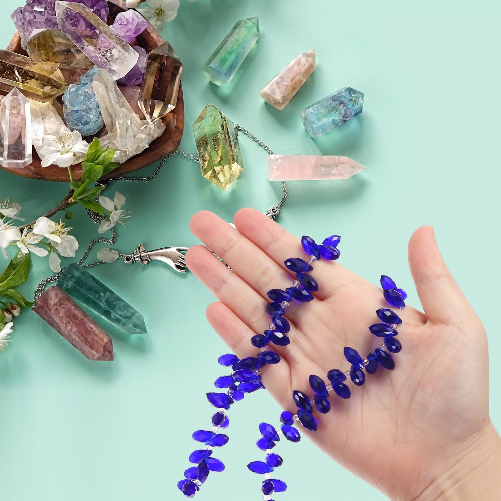 PATIKIL 2 Strands 180-190Pcs Teardrop Crystal Beads - Image 3