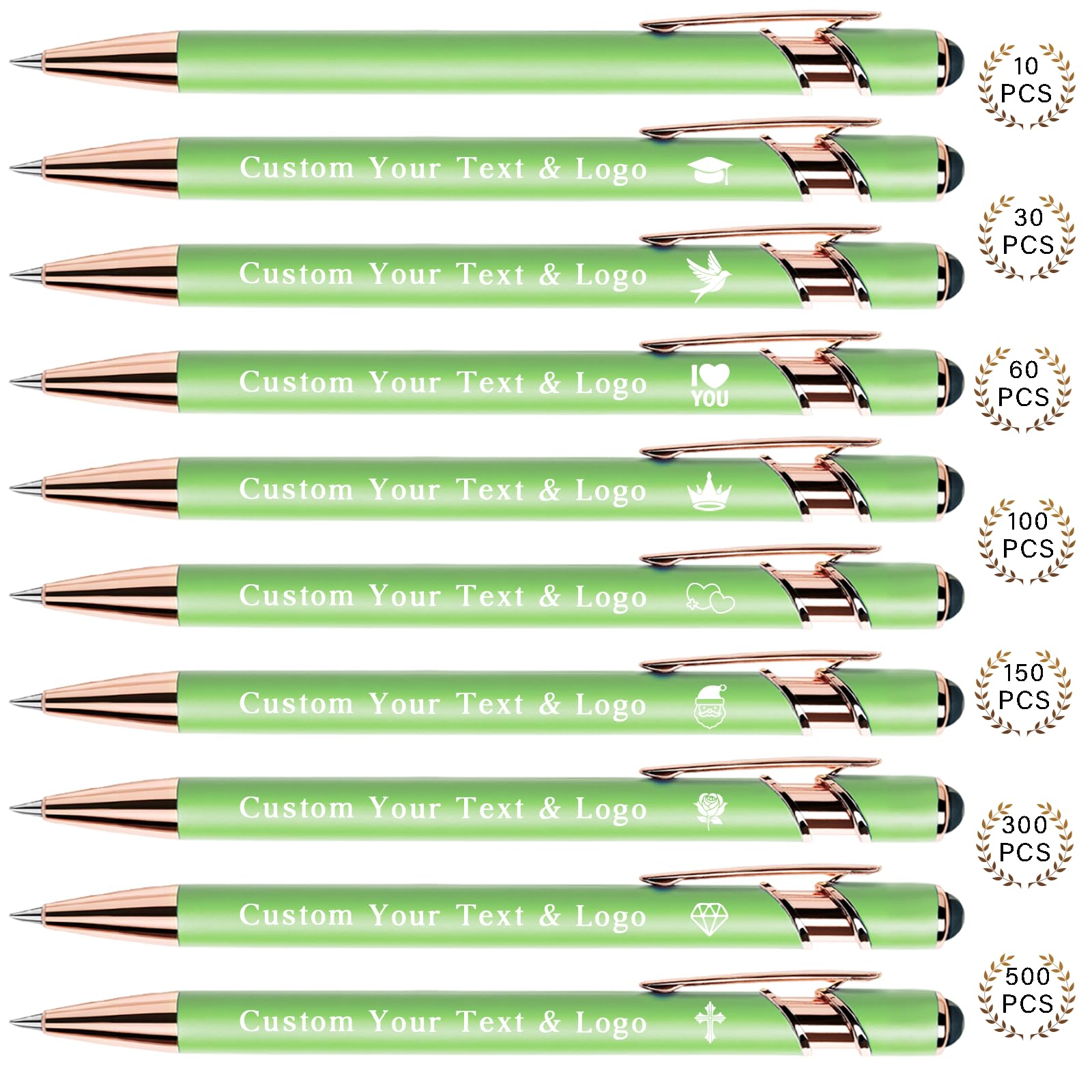 Sparklove Personalized Pens Bulk, Custom Pens with Name/Logo, Customized Black Ink Ballpoint Gifts, Engraved Pen with Stylus, Ideal for Business, Wedding, Birthday, Women, Men Office Metal Pen