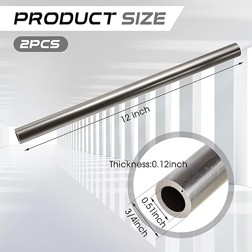 Miniatura 2 de Gisafai 2 tubos redondos de acero laminado en frío de metal sin costuras de 34 pulgadas de diámetro exterior, 0.51 pulgadas de diámetro interior,