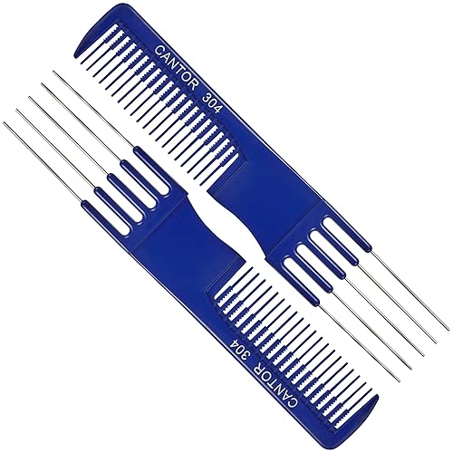 Peine y recogedor de pelo Lift Teasing - Paquete de 2 unidades de acero inoxidable - desenredante resistente a productos químicos y al calor - Peine