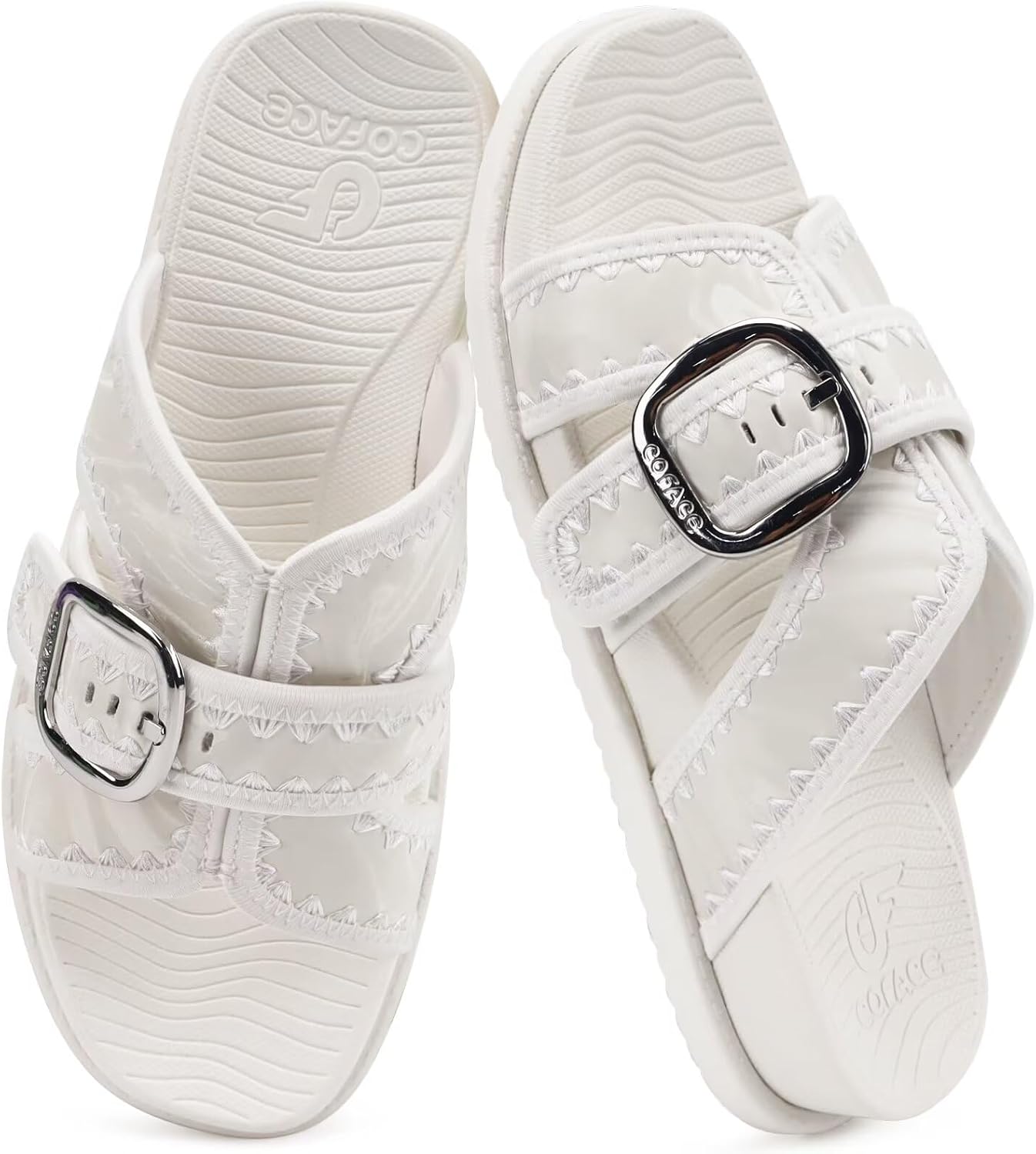 COFACE Womens Orthopedic Walking Sandals with Arch Support 2026 Summer Slides for Women Comfortable Outdoor Sandal Cloud Thick Cushion