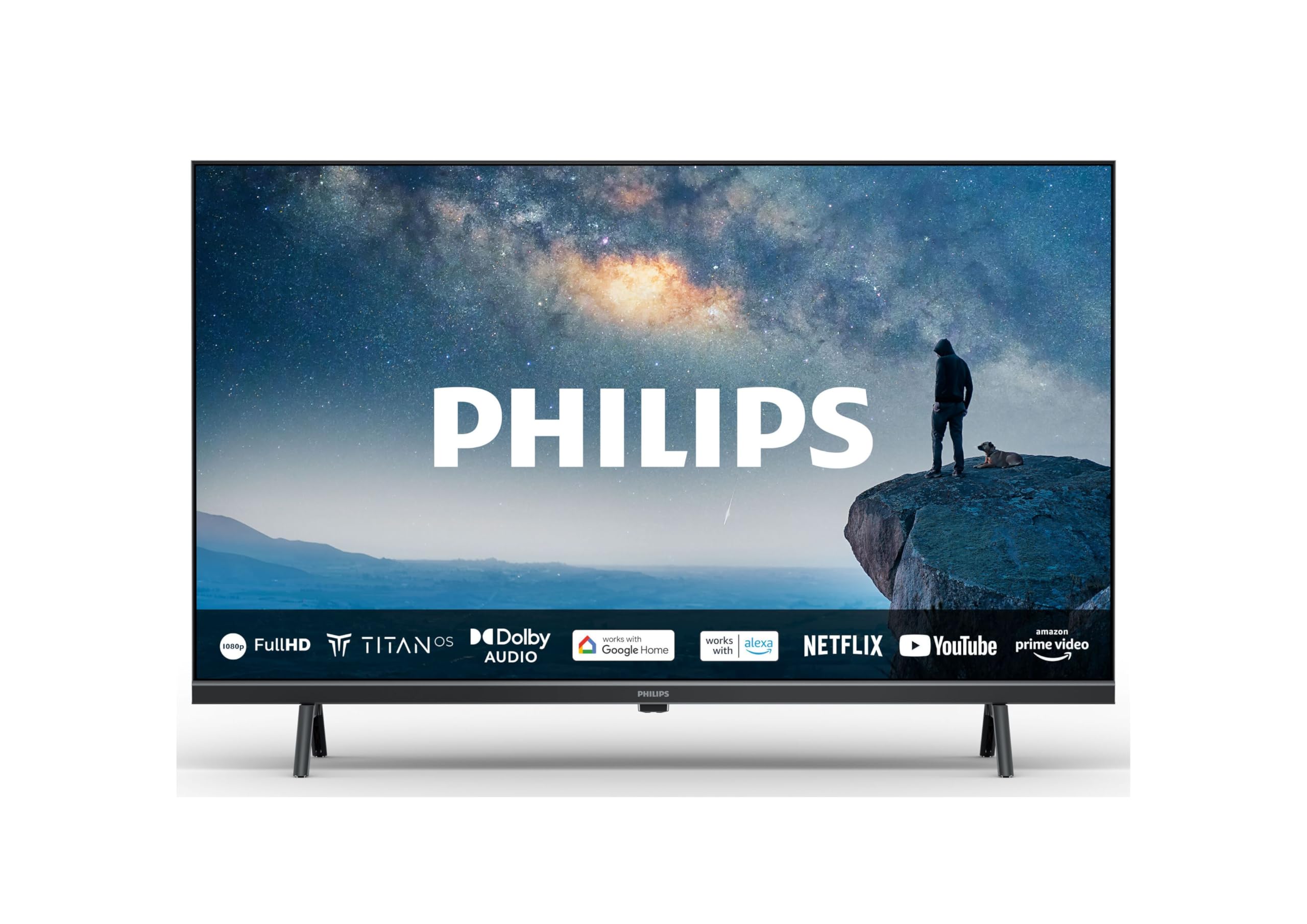 PHILIPS 32PHS6009 HD LED Smart TV - Display 32’’ con piattaforma Titan OS, Pixel Plus HD e audio Dolby Digital, funziona con Alexa e Google Voice Assistant – Cornice nera opaca 2024 series 32 "