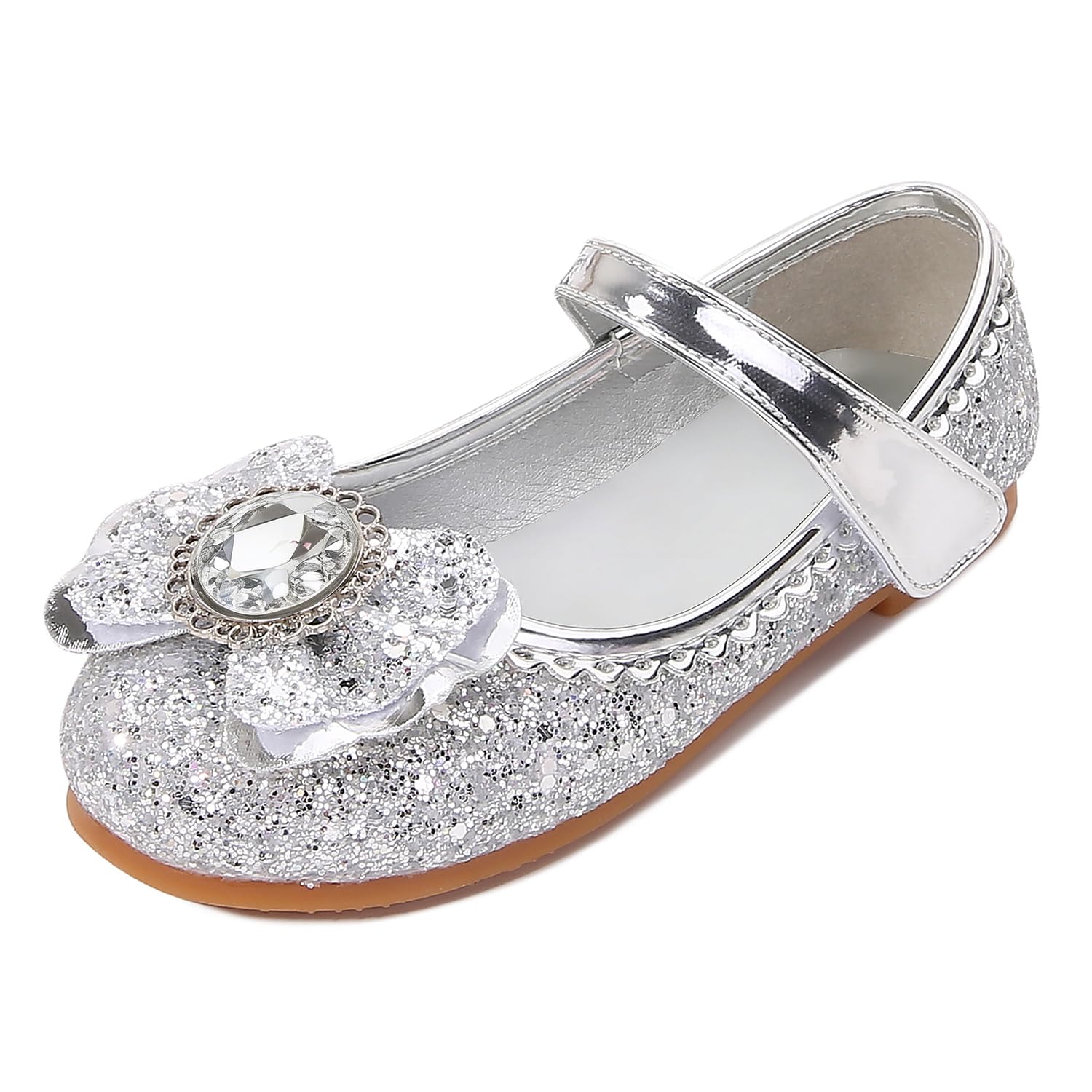 New front Ballerine da Bambine e Ragazze Ballerine Bambina Pelle Scarpe Singole Festa Danza Lustrino Scarpe Principessa Eleganti Piatto Ballerina Bimba Partito.