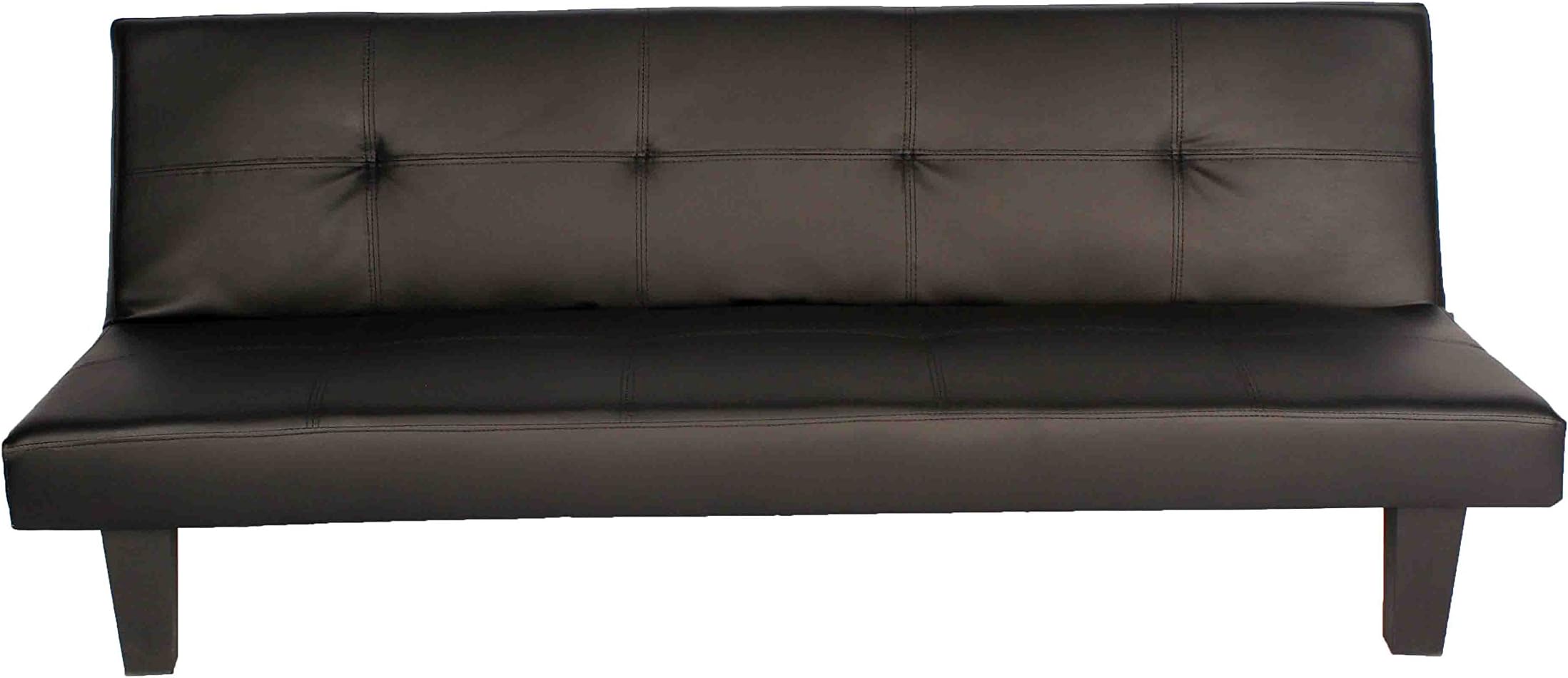 Black Sofa Bed - Faux Leather - Click Clack - 3 Seater Double Sofabed