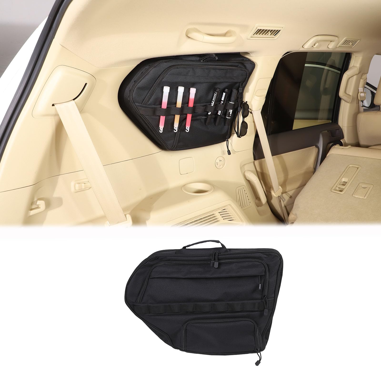 Heutamo Rear Side Window Storage Bag Compatible with Toyota Land Cruiser Prado 2010-2022, Trunk Storage Bag Organizer Accessories (Left Side)