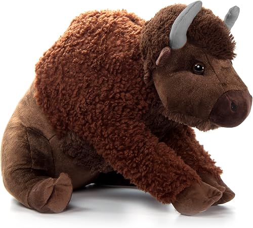 Miniatura 1 de The Petting Zoo Peluche de bisonte, regalos para niños, animales salvajes de la vida silvestre, juguete de peluche jumbo de bisonte marrón de 20