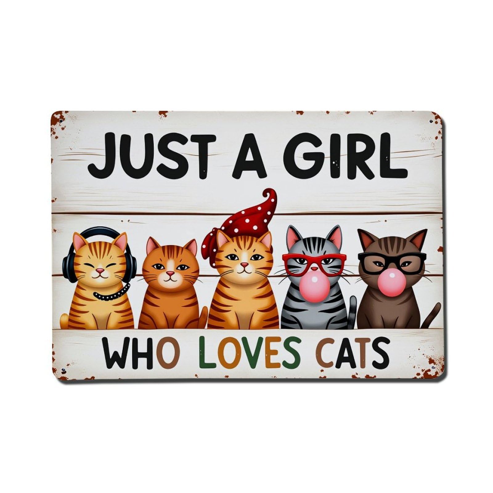 Cats With Fun Accessories Metal Tin Sign Plaque