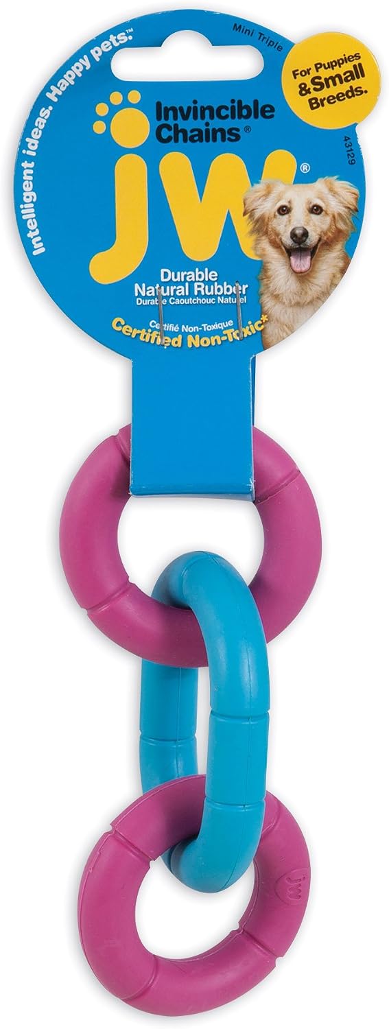 JW Pet Company Mini Invincible Chains Dog Toy, Colors Vary, adult (43129)