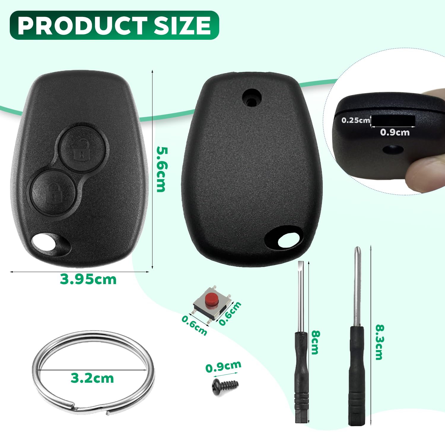 Guscio Chiave Auto 2 Tasti Compatibile con Dacia Duster Dokker Logan Lodgy Sandero Stepway Ricambio Telecomando Custodia Chiave Cover Portachiavi