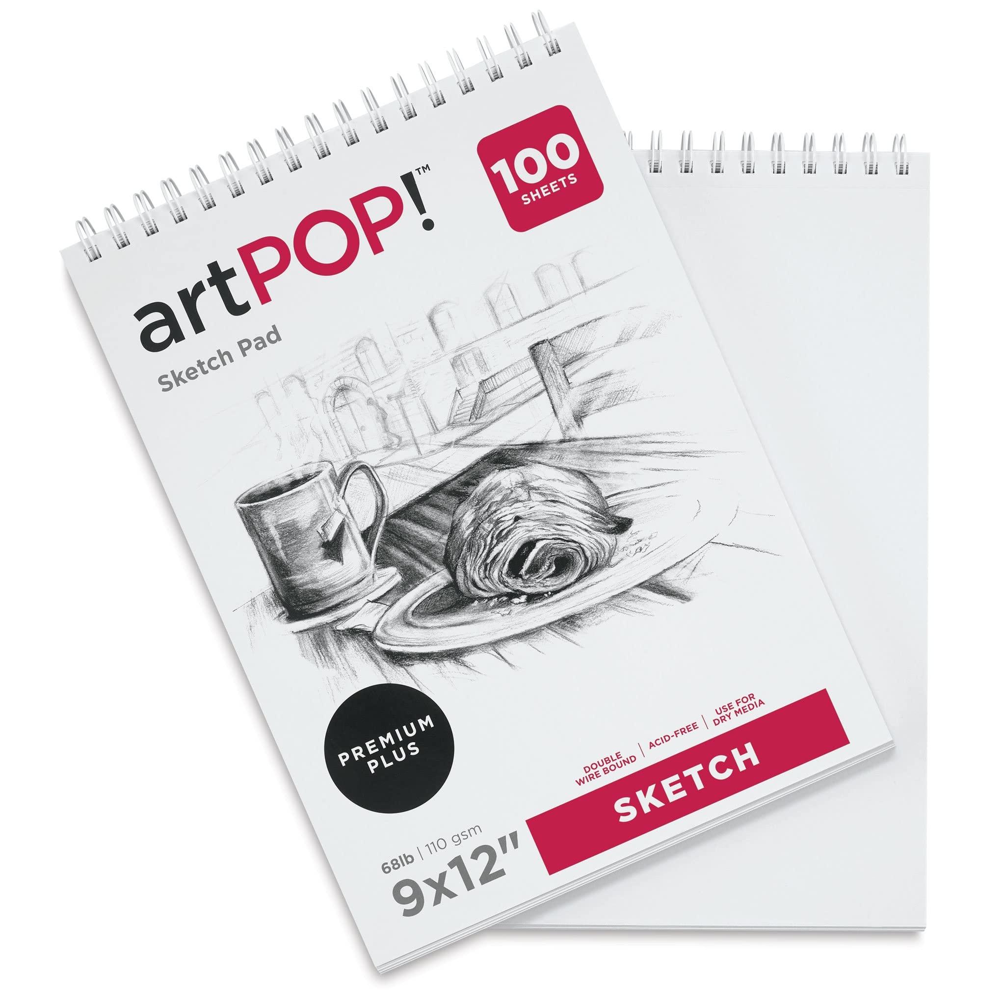 artPOP! Sketch Pads, 2-Pack, 9" x 12", 100 Sheets Each, 68 lb (110 GSM), Acid Free Paper for Dry Media, Top Wirebound Sketchpad for Drawing with Ink, Colored Pencil, Graphite, Charcoal, Pastels - Image 2