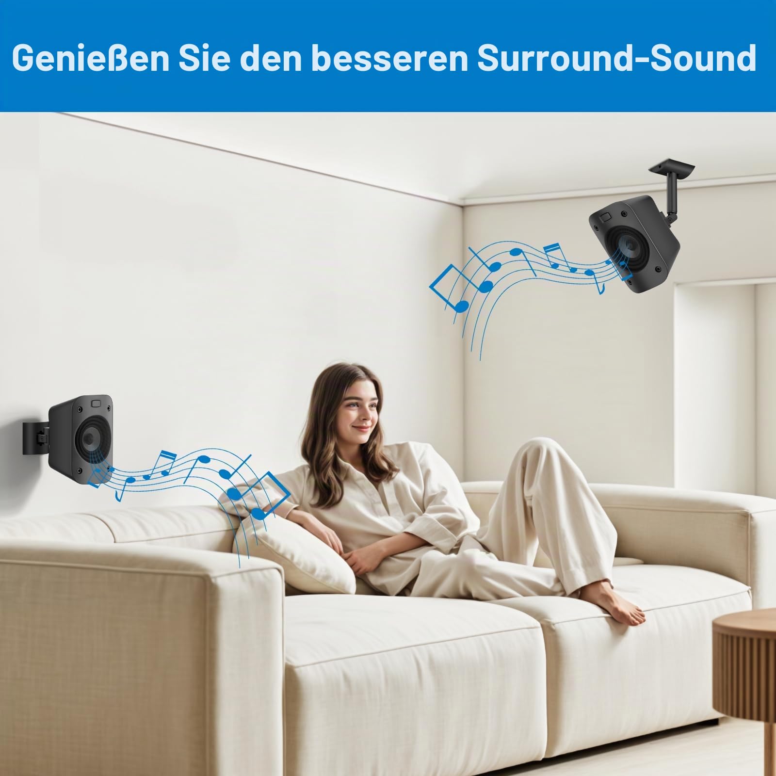 YIWAN Wand- und Deckenhalterung für Logitech Z906 5.1 Surround Sound Syestem Satellitenlautsprecher, neig- und schwenkbar, 2 Stück