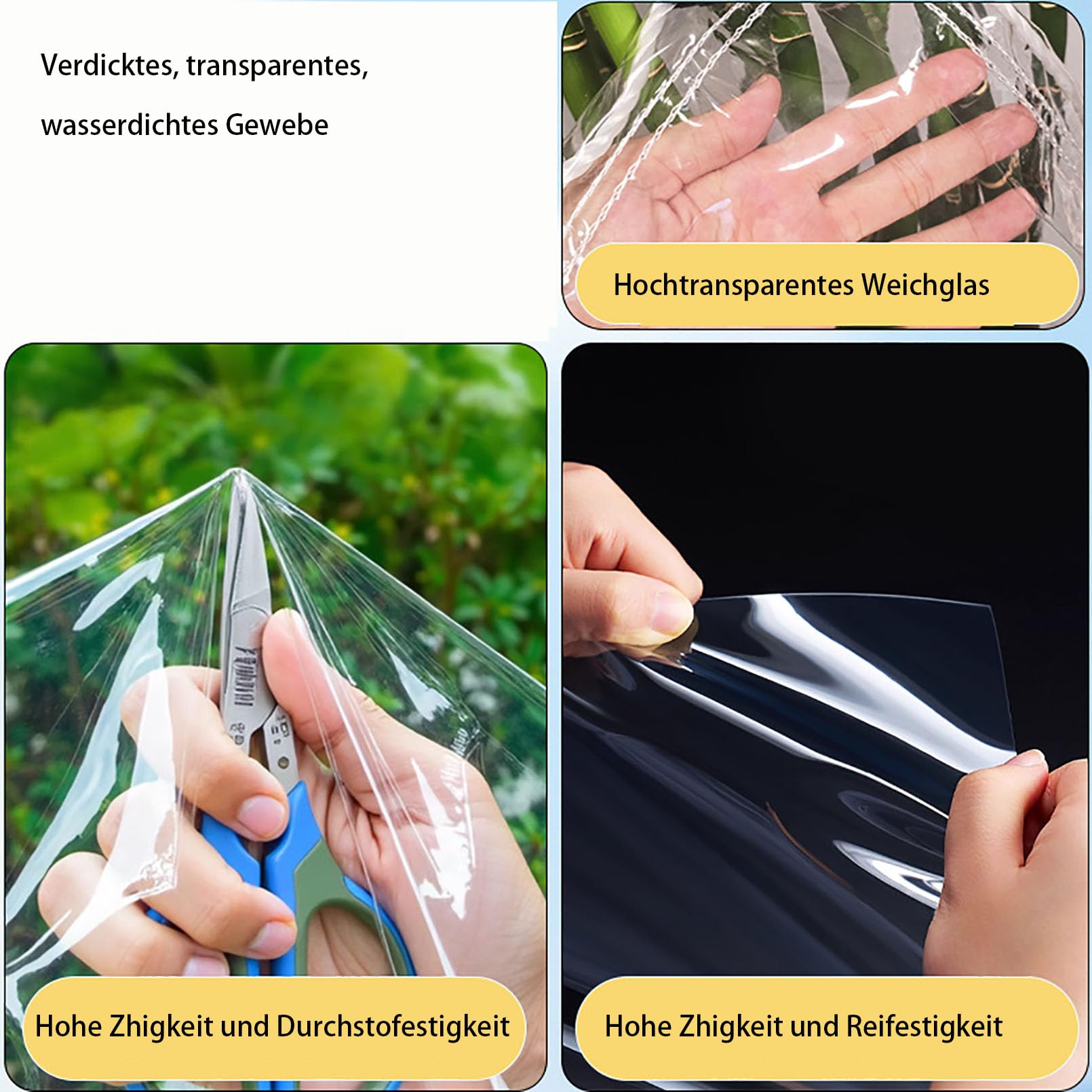 3 x 8 m de Lona Transparente Impermeable de PVC con Ojales, Impermeable.