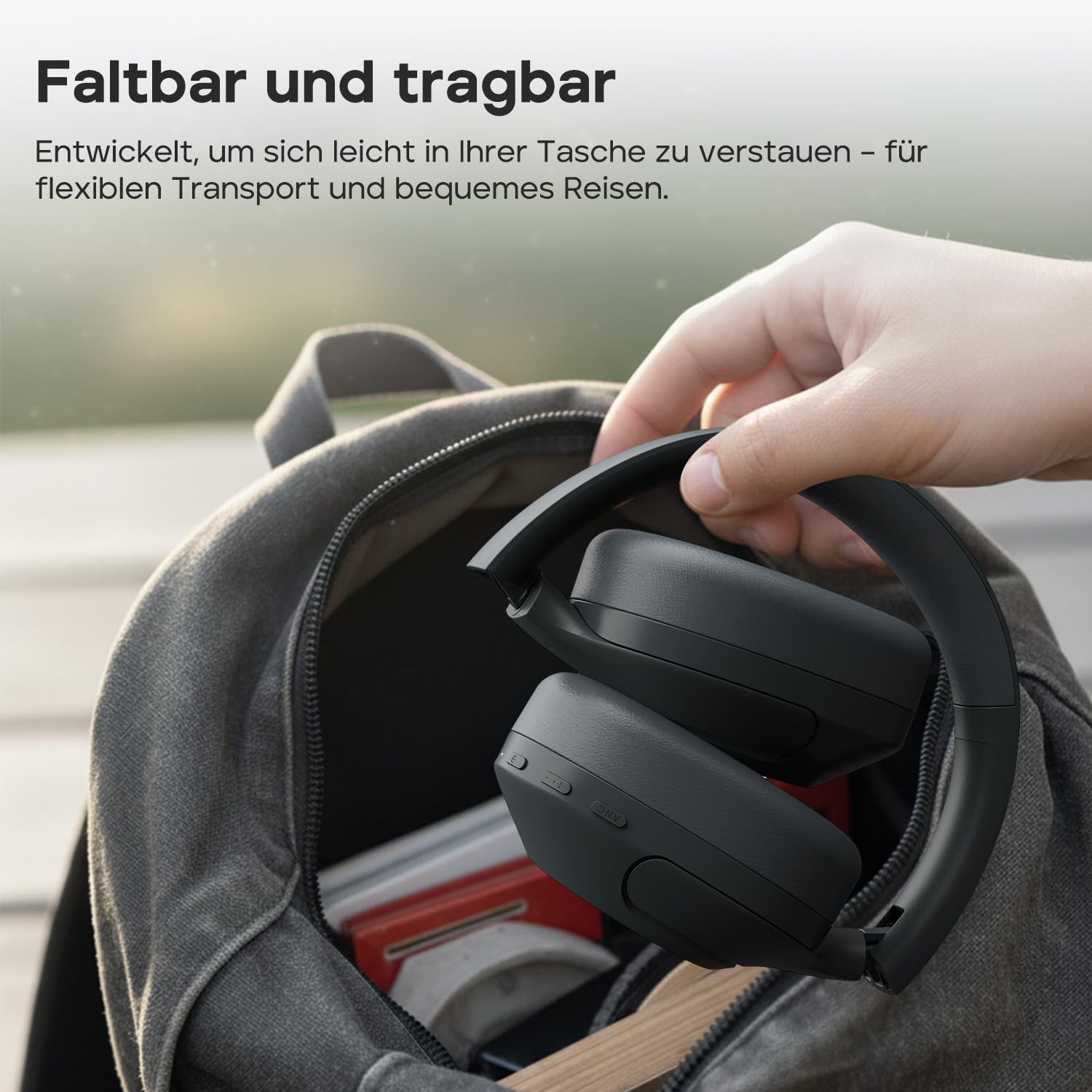 Tribit QuietPlus 81 Over-Ear Kopfhörer mit Noise Cancelling, 110 Std., Schnellladen, Bluetooth 6.0, Deep Bass, 6 EQ per App, kabelloser Bluetooth-Kopfhörer, faltbar und bequem, für Reisen und Arbeit