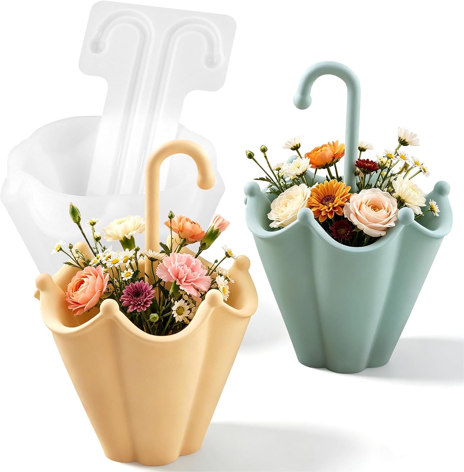 3D Umbrella Silicone Molds for Crafts Small Storage Container Flower Pot Epoxy Resin Molds Cute Organizer Jar Resin Vase Mold Tealight Candle Holder Mold DIY Plaster Cement Casting Craft Home Decor