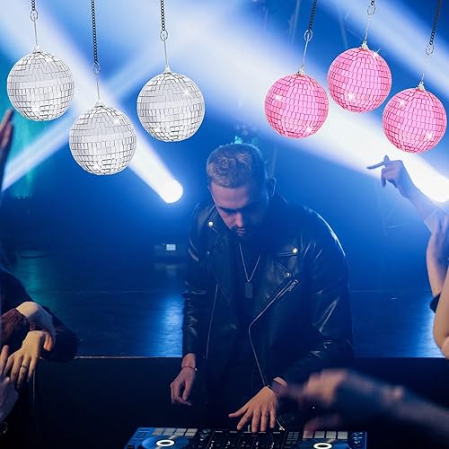 Miniatura 6 de Bolas de espejo con cuerda para colgar, bola de discoteca de 4 pulgadas para fiestas, DJ, club, escenario, decoración de pasteles de boda,