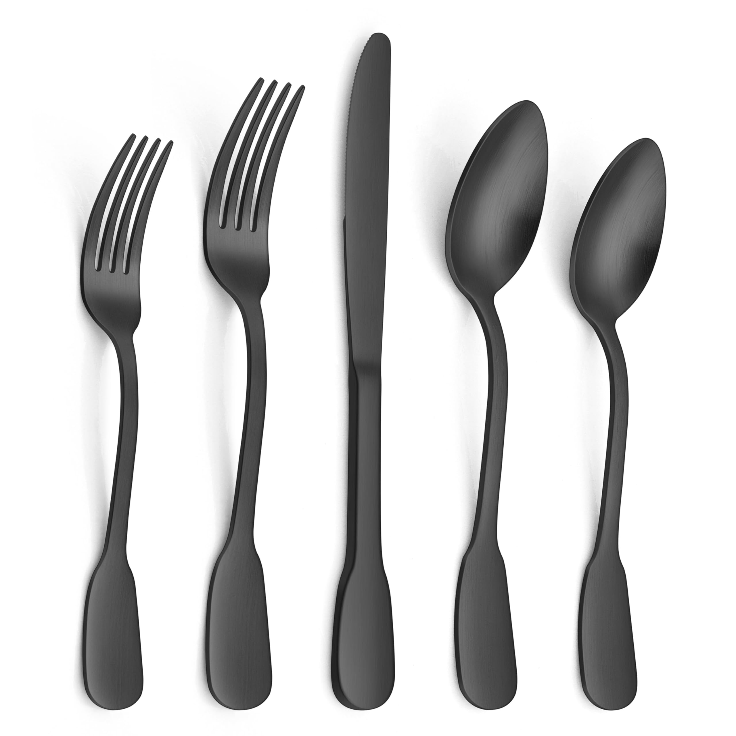 HaWare Black Silverware Set, 20-Piece Stainless Steel Flatware Cutlery Set, Premium Tableware for Home Restaurant, Include Knife Fork Spoon, Ergonomic Design Eating Utensils, Durable, Dishwasher Safe