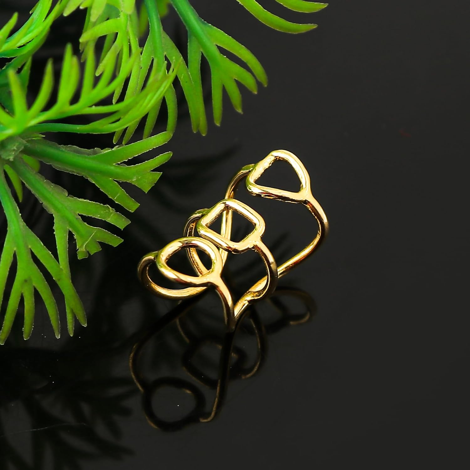 14K Gold Plated Triple Huggie Earrings Jewelry, Claw Ear Cuff Earring, Handmade Bohemian Designer Earring, Jewelry Gift for Women - Image 4
