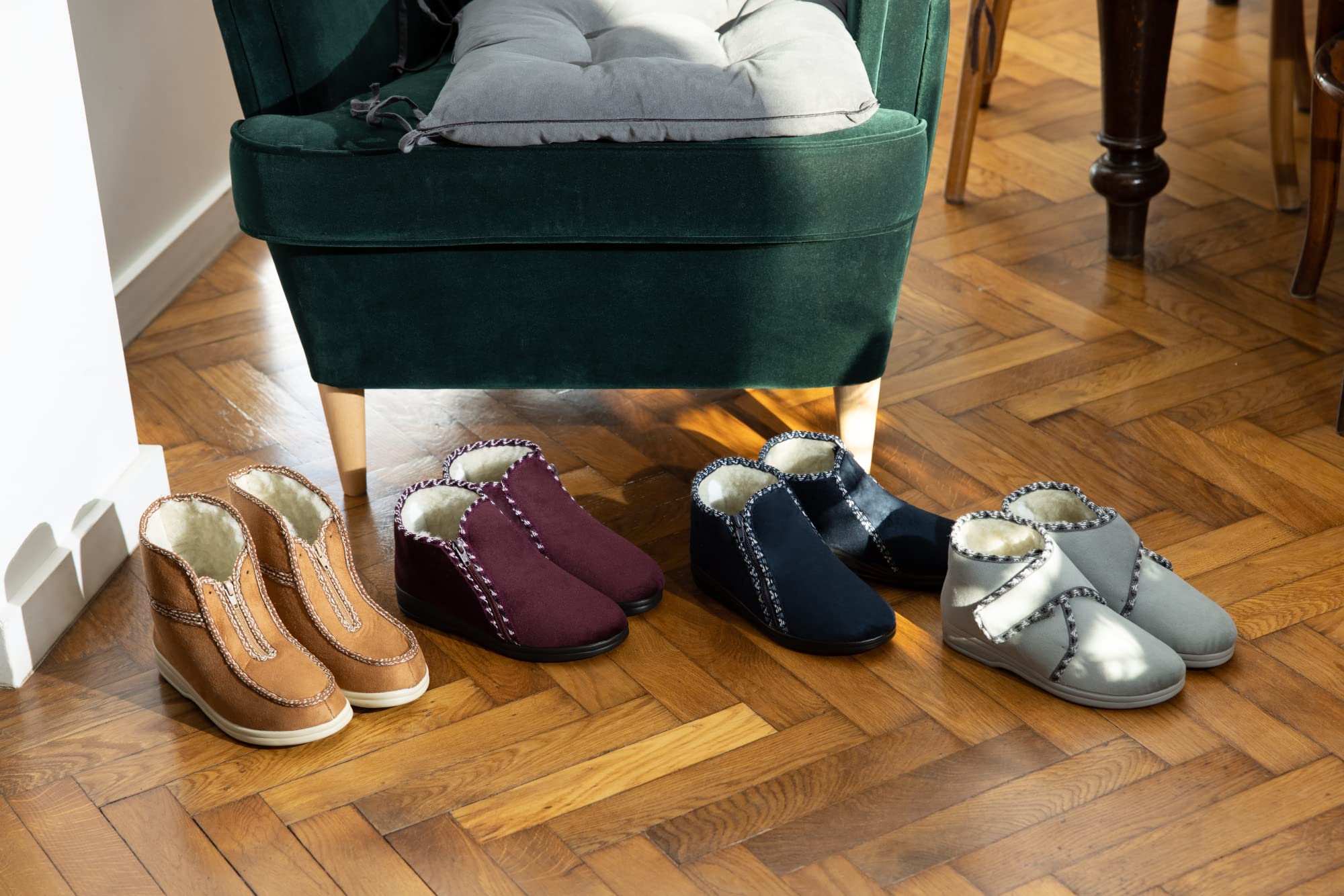 BAWAL Pantofole calde da donna, in velluto, foderate con lana, chiusura in velcro, 36, 37, 38, 39, 40, 41 EU