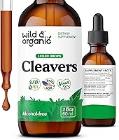 Wild & Organic Cleavers Tincture Drops | Lymphatic Drainage Detox Support | Vegan Alcohol-Free Galium Aparine Extract 2 fl oz