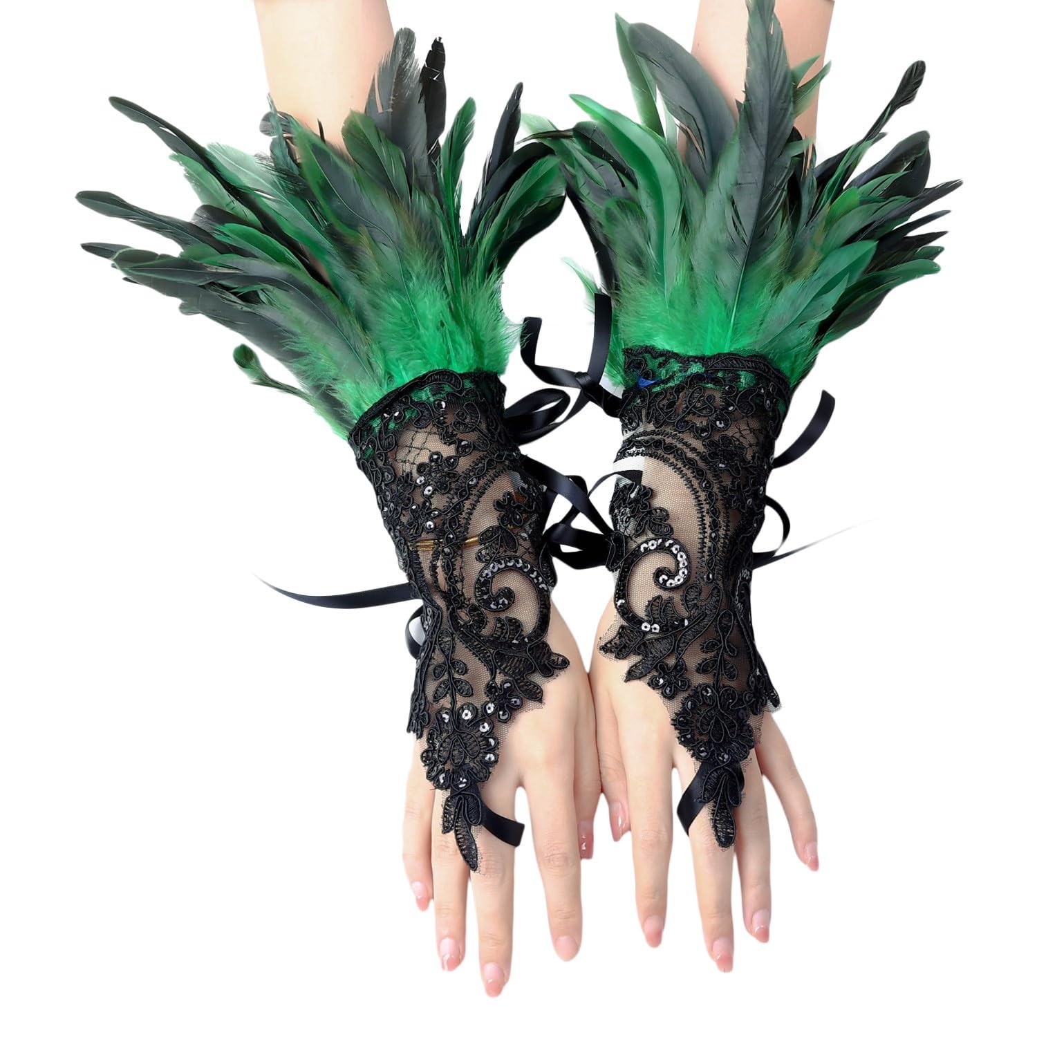 Guanti Neri Spandex AEYURUID | Costume Halloween Unisex Eleganti Con Design A Righe