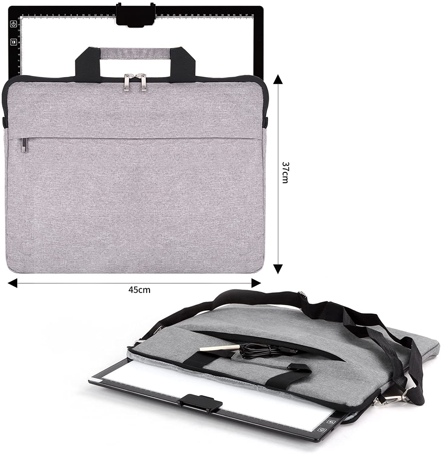 Wiederaufladbares A3 Leuchttisch mit Tasche,kabellos batteriebetrieben Led LichtPad,3 Farben dimmbar und 6 Helligkeitsdimmen Lichtplatten für Zeichnung,Diamond Painting,Malen,Röntgenbetrachtung