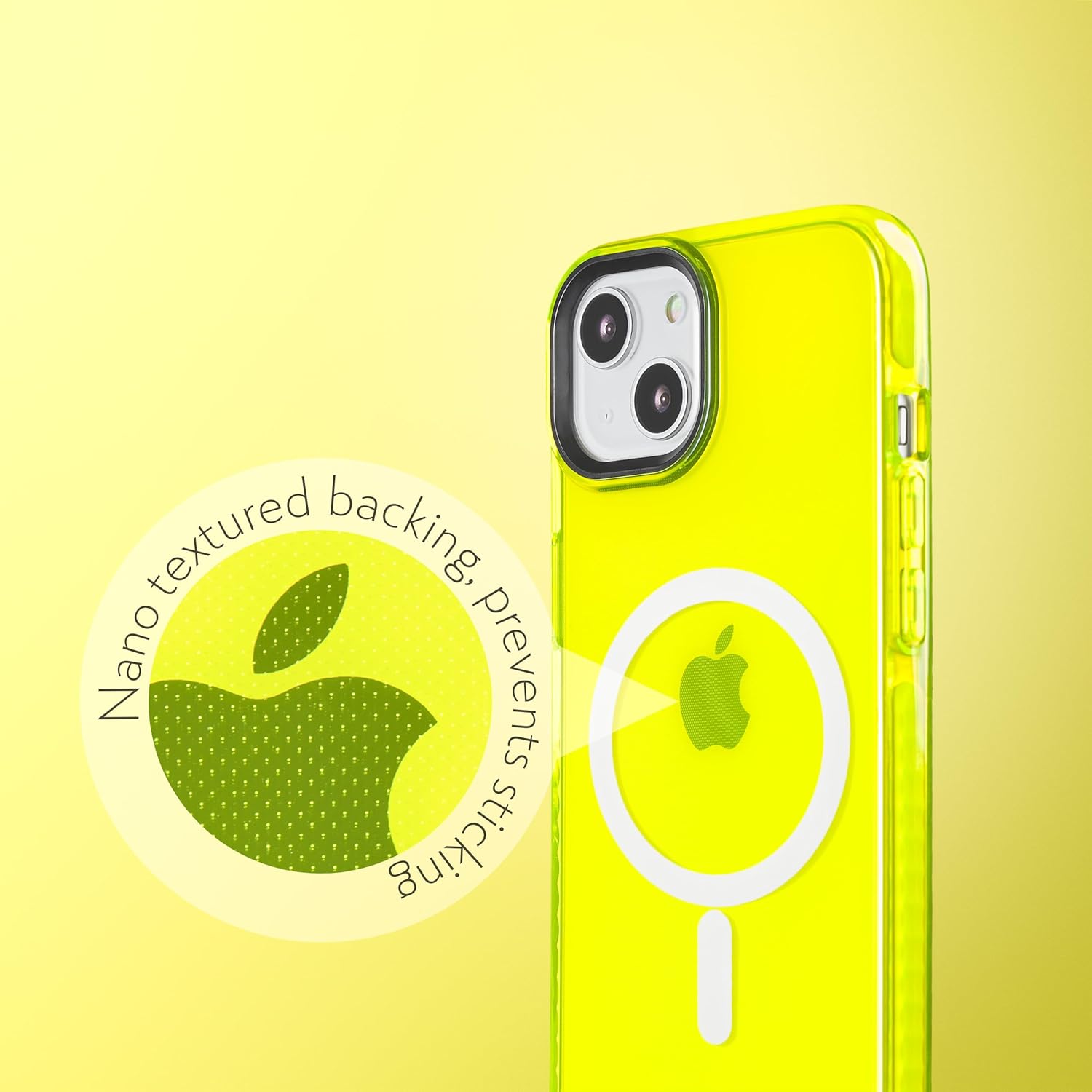 SteepLab Magnetic Barrier Case for iPhone 15, Compatible with MagSafe, Impact Absorbing 360 Degree Protection with Built-in Magnets (Hi-Energy Neon Yellow)