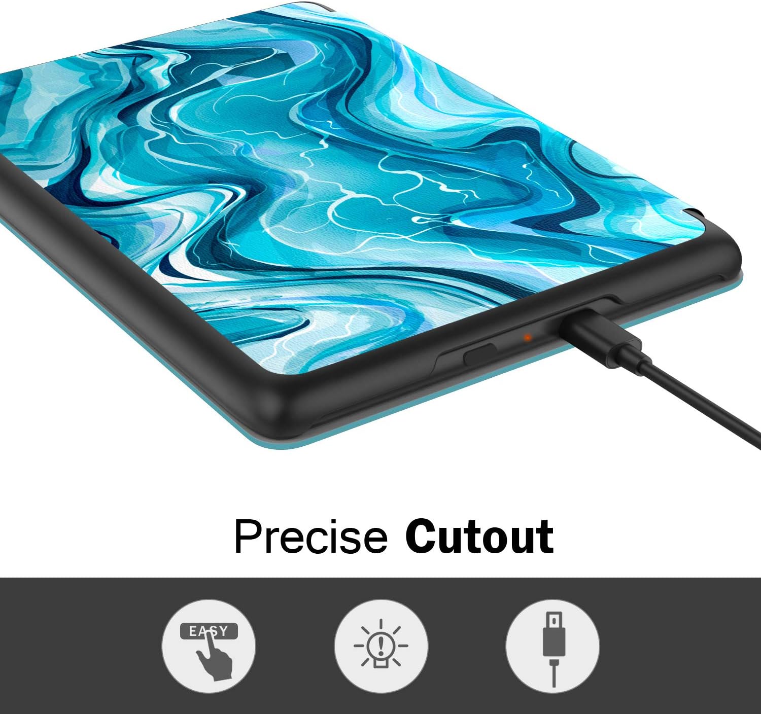 MoKo Case Fits 6" Kindle (10th Generation, 2019 Release), Thinnest Protective Shell Cover with Auto Wake/Sleep, Will Not Fit Kindle Paperwhite 10th Generation 2018 - Blue Water Color