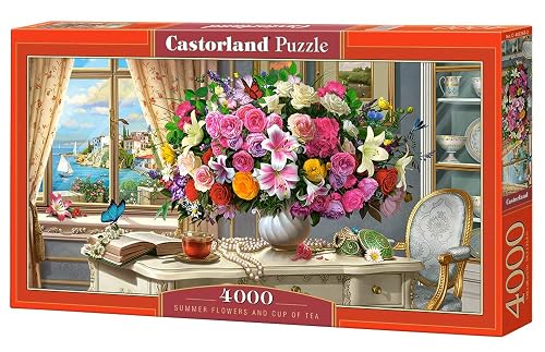 Castorland- Summer Flowers and Cup of Tea 4000 pcs Puzle, Multicolor (C-400263-2), color/modelo surtido