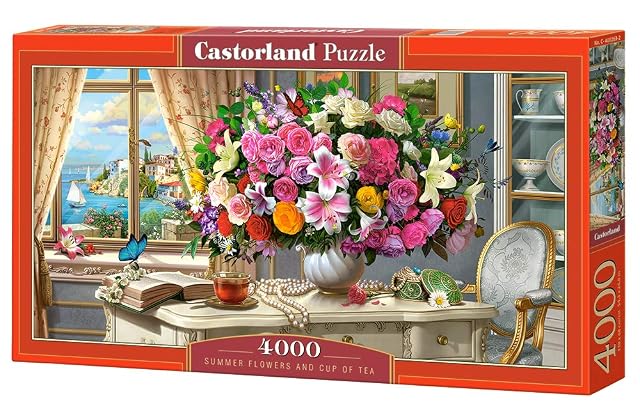 Castorland- Summer Flowers and Cup of Tea 4000 pcs Puzle, Multicolor (C-400263-2), color/modelo surtido
