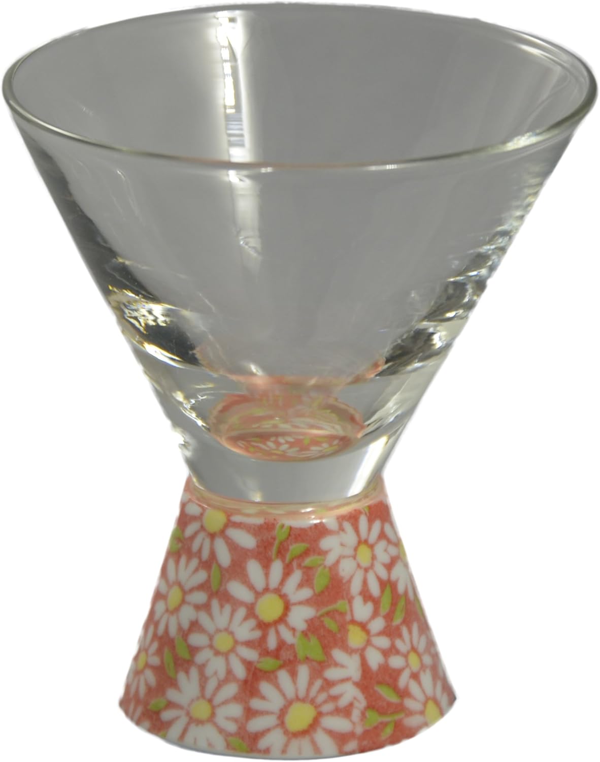 Arita Ware HT-18-7 SAKE GLASS Roman Glass, Trapezoidal, Red Small Chrysanthemum