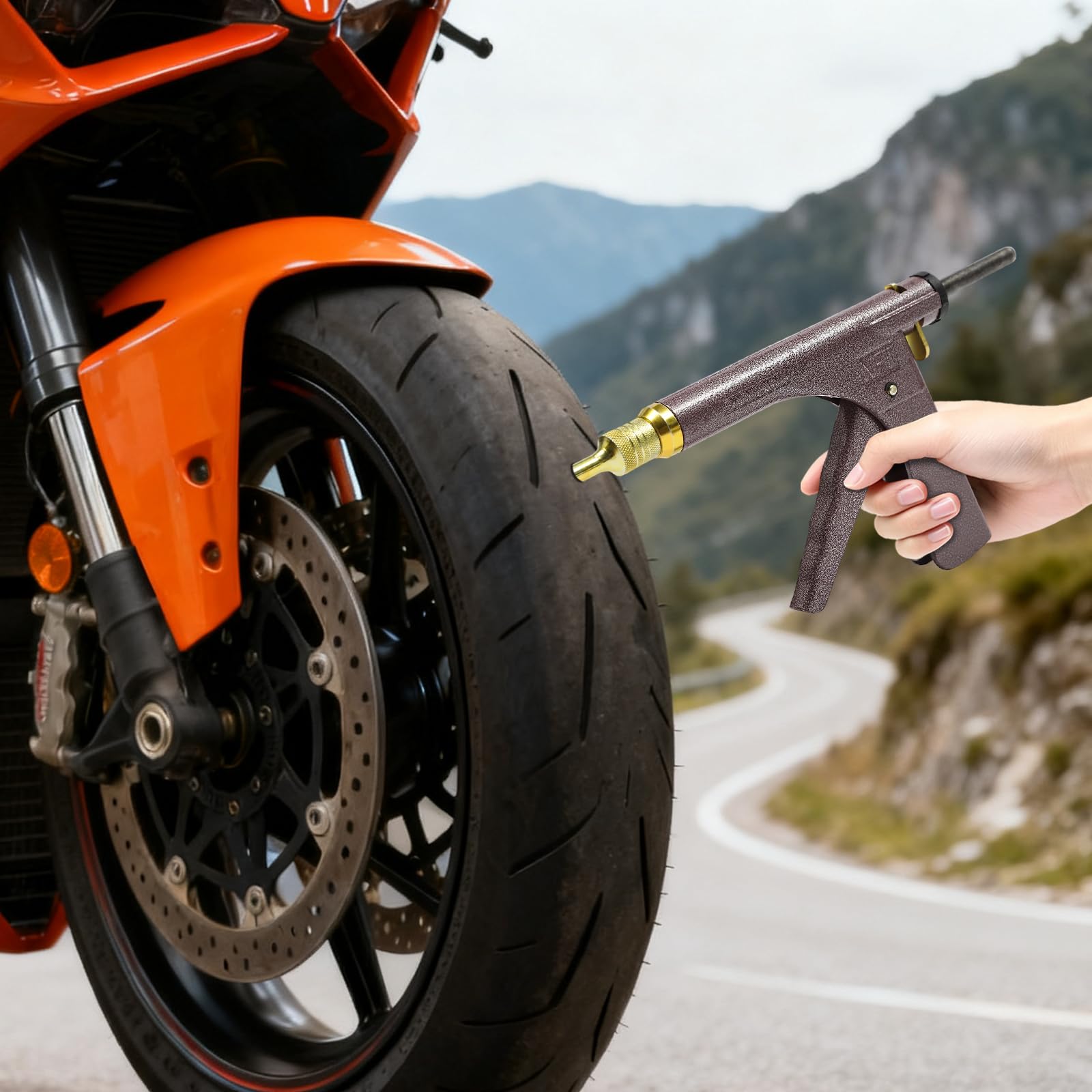 Zestaw do naprawy opon do samochodu, motocykla i SUV, bezdętkowy zestaw naprawczy z pistoletem i 16 zatyczkami grzybiczymi, łatką do opon do samochodów ciężarowych, pojazdów elektrycznych i