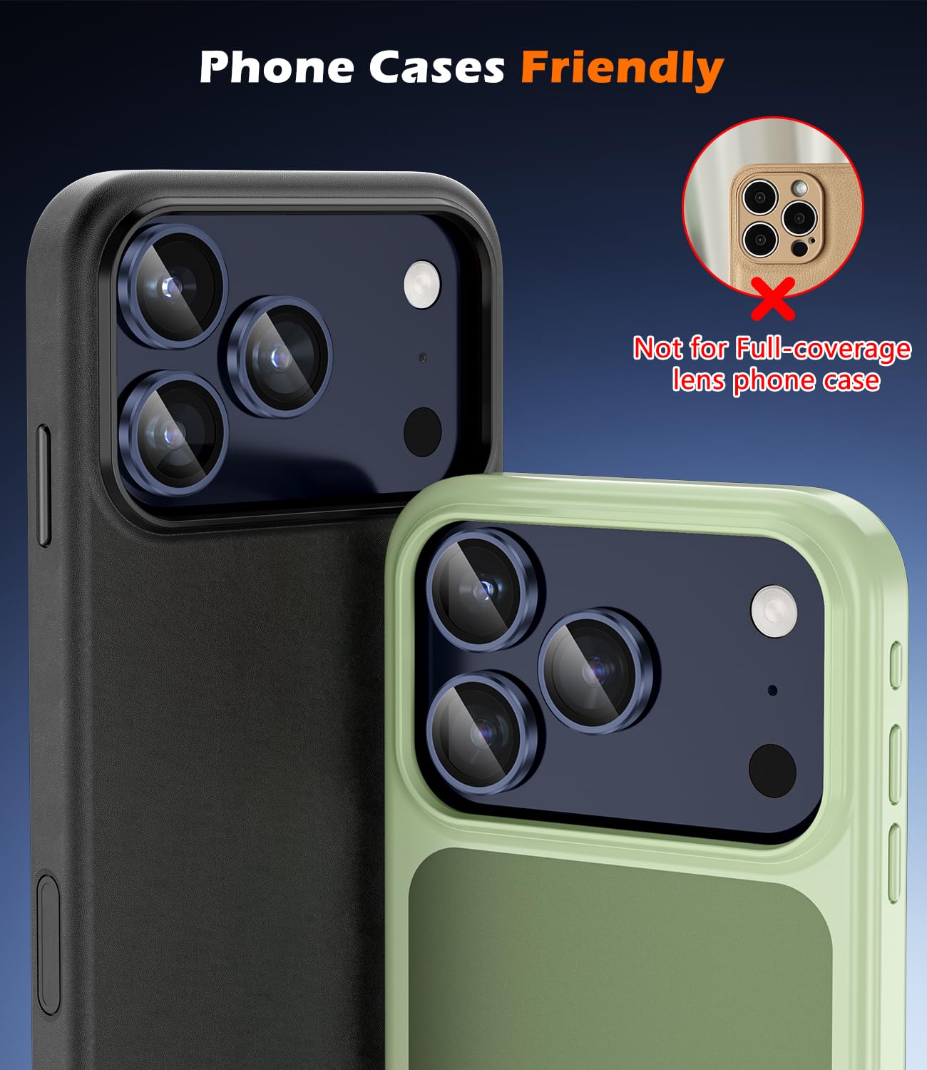Protecteur D'objectif IPhone 17 Pro / Pro Max - Verre Trempé 9H AR+AF - Anti-reflets, Anti-empreintes - Couleur Orange