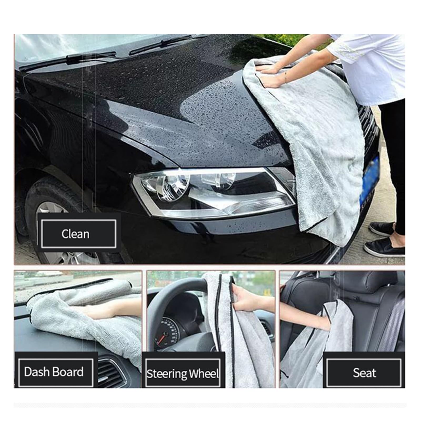 Toallas de microfibra Accesorios para lavado de autos Paño de limpieza de poliéster de felpa gruesa fuerte Detalles del auto Limpieza Toallas de secado Trapos Limpios de múltiples usos (Toalla de mi