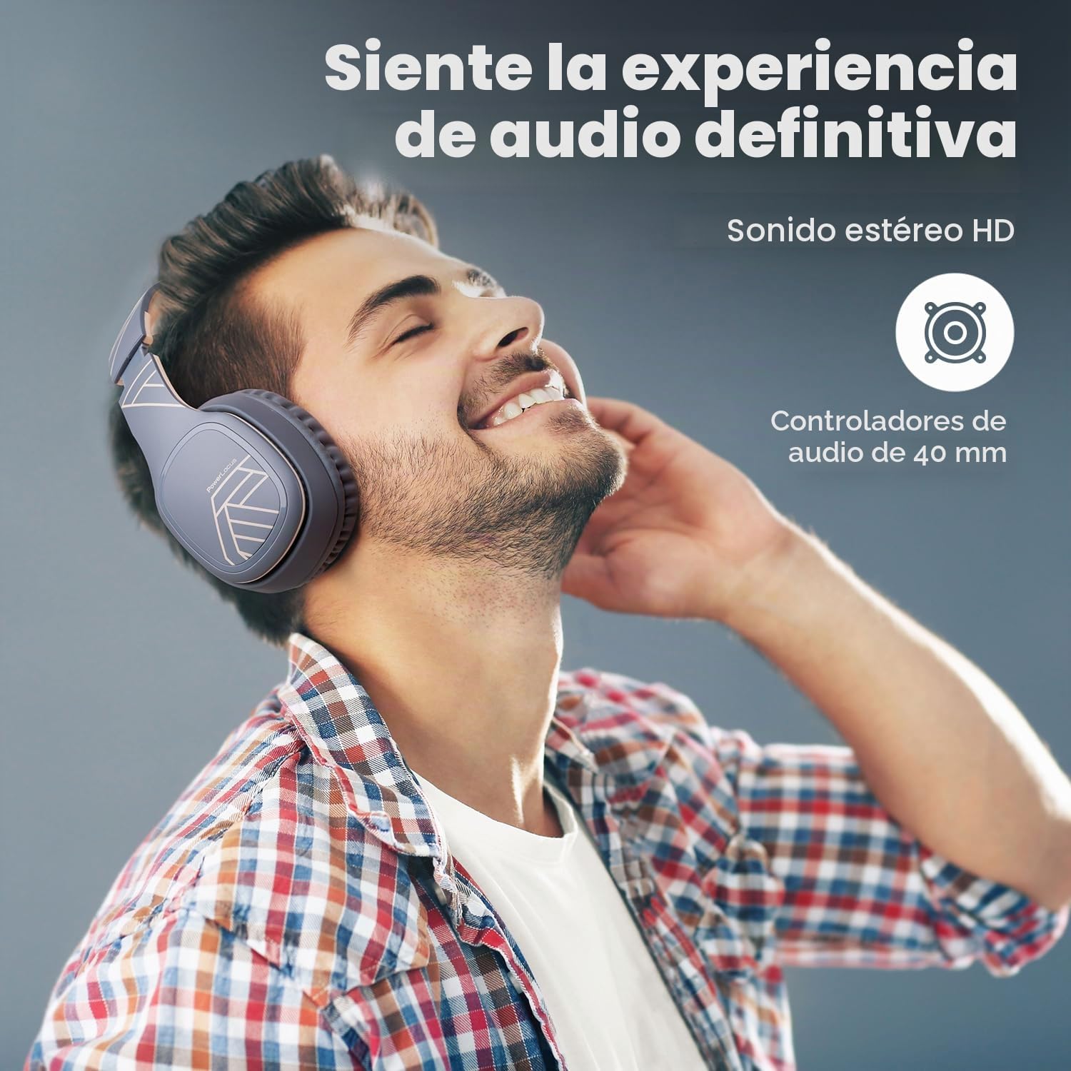 PowerLocus P7 Auriculares Inalámbricos Bluetooth, Cascos Inalambricos, 50 Horas de Reproducción, Auriculares Inalambricos Diadema con Micrófono, Hi-Fi Estéreo Audifonos para Móviles/PC/TV